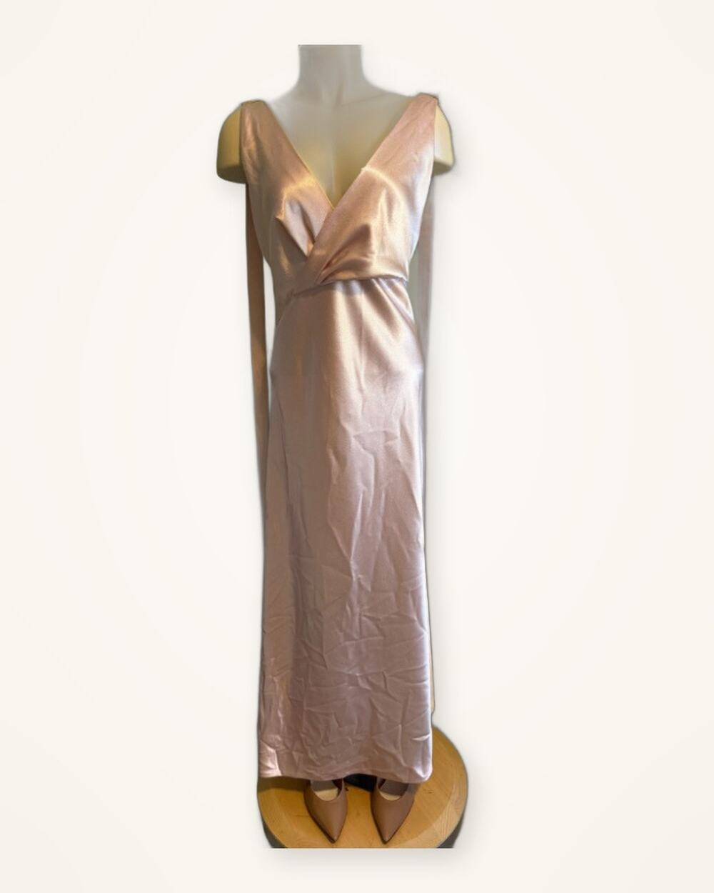 Jason Wu Collection Blush Satin Deep V Maxi Gown Sz 8 NWT
